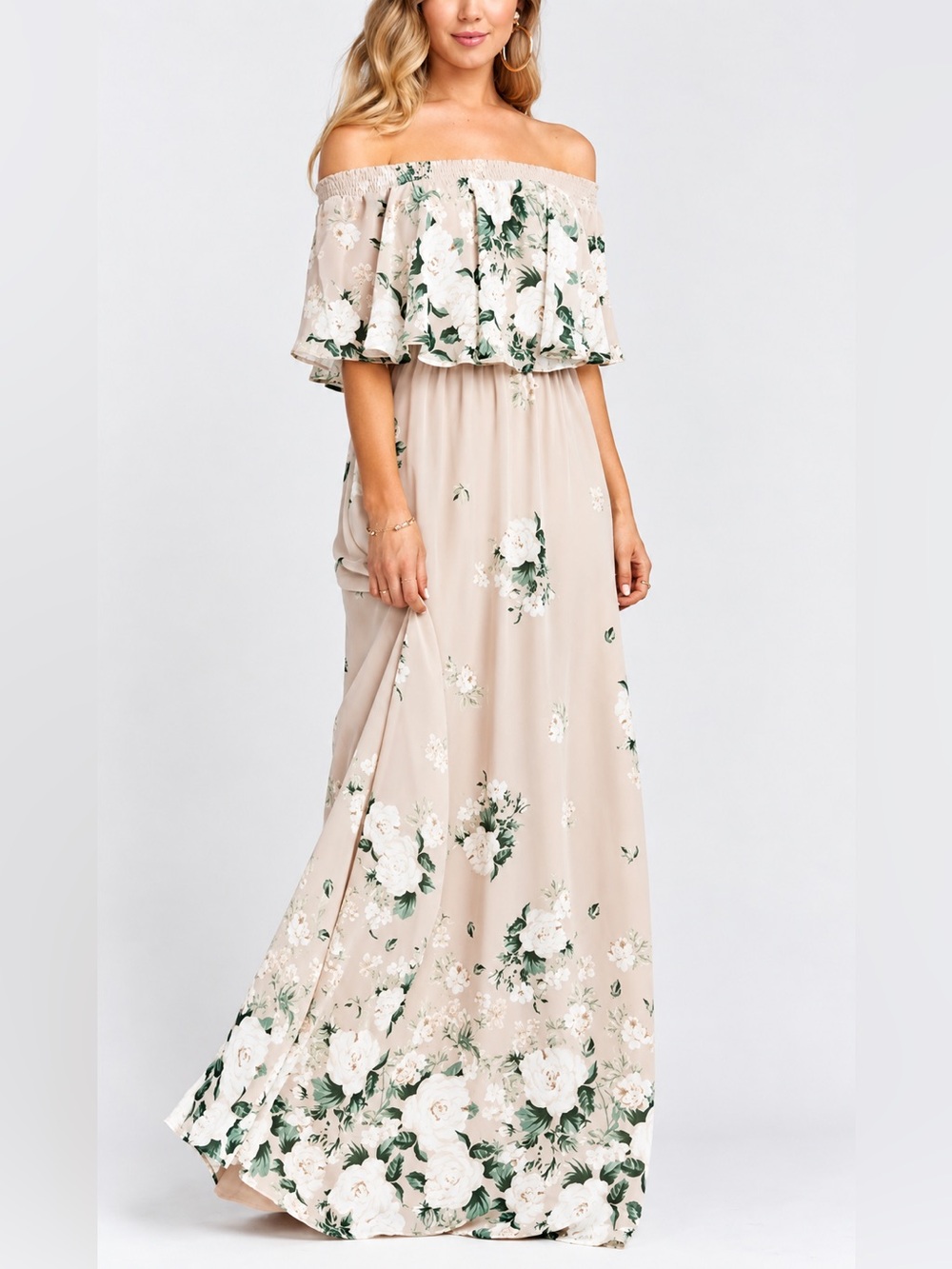Show Me Your Mumu Hacienda maxi off the shoulder dress, medium